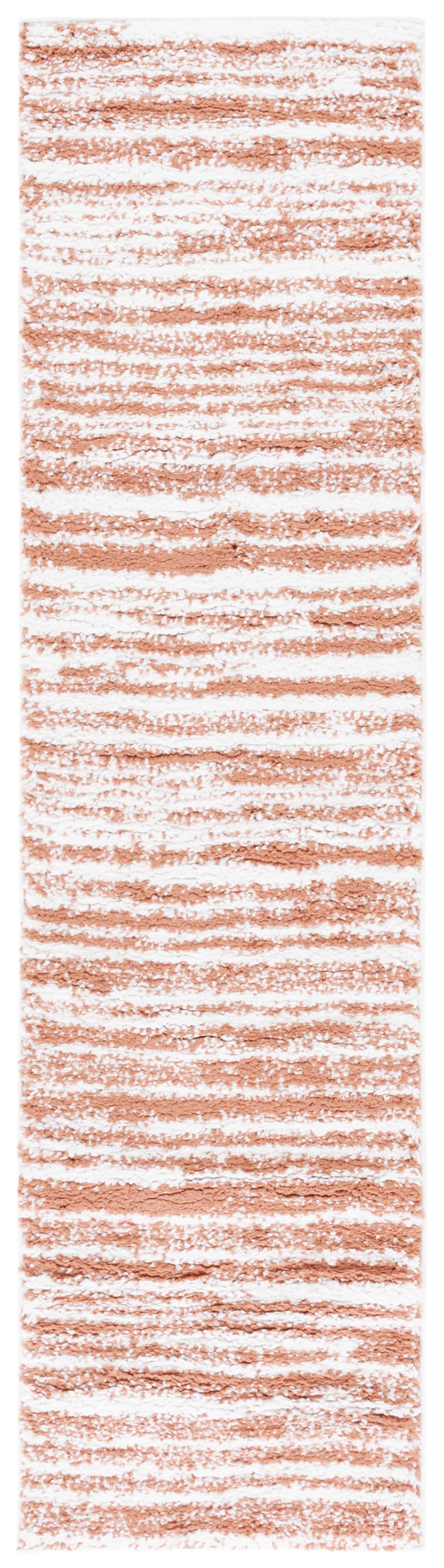 SAFAVIEH Rumi Barrett Striped Polyester Shag Runner Rug, Rust/Ivory, 2 ...