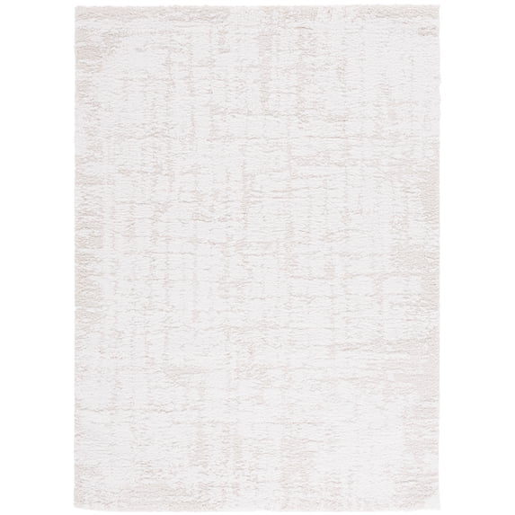 SAFAVIEH Rumi Beumont Solid Polyester Shag Area Rug, Ivory/Light Beige, 4' x 6'