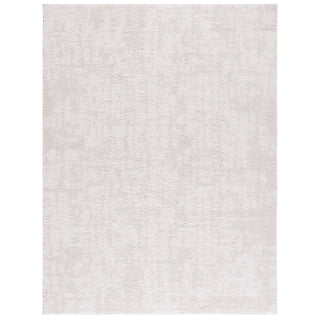 SAFAVIEH Rumi Beumont Solid Polyester Shag Area Rug, Ivory/Light Beige, 8' x 10'