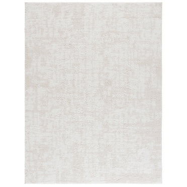 SAFAVIEH Rumi Beumont Solid Polyester Shag Area Rug, Ivory/Light Beige, 8' x 10'