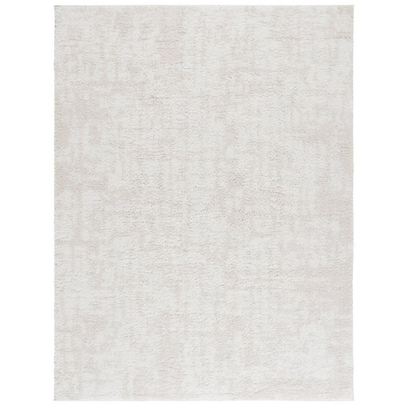 SAFAVIEH Rumi Beumont Solid Polyester Shag Area Rug, Ivory/Light Beige, 8' x 10'