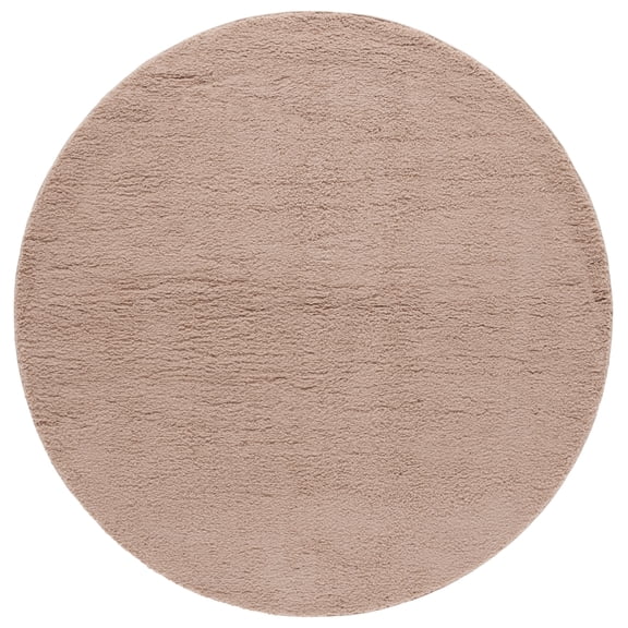 SAFAVIEH Rumi Blaire Solid Polyester Shag Area Rug, Beige, 6'7" x 6'7" Round