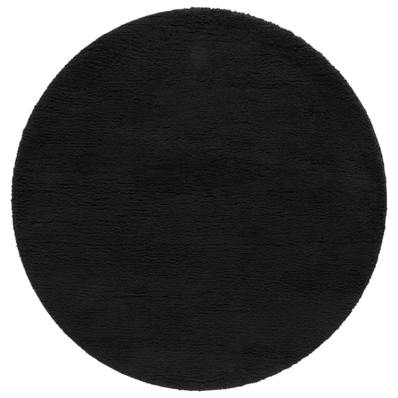 SAFAVIEH Rumi Blaire Solid Polyester Shag Area Rug, Black, 6'7" x 6'7" Round