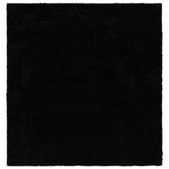 SAFAVIEH Rumi Blaire Solid Polyester Shag Area Rug, Black, 6'7" x 6'7" Square