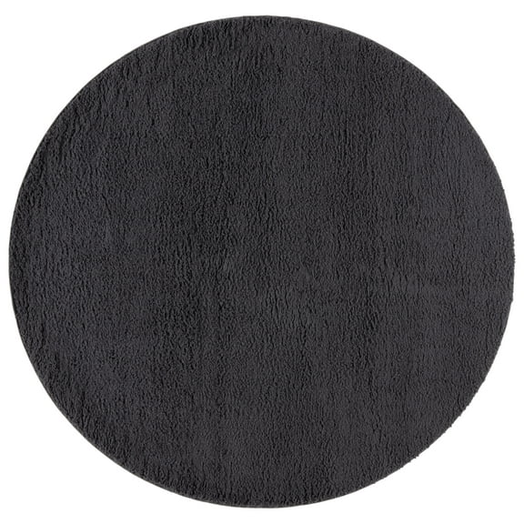 SAFAVIEH Rumi Blaire Solid Polyester Shag Area Rug, Charcoal, 6'7" x 6'7" Round