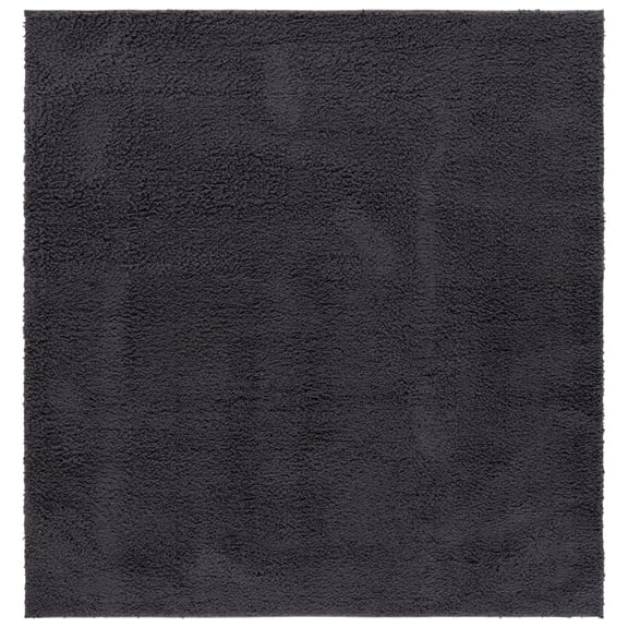 SAFAVIEH Rumi Blaire Solid Polyester Shag Area Rug, Charcoal, 6'7" x 6'7" Square
