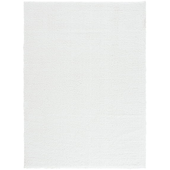 SAFAVIEH Rumi Blaire Solid Polyester Shag Area Rug, Ivory, 9' x 12'