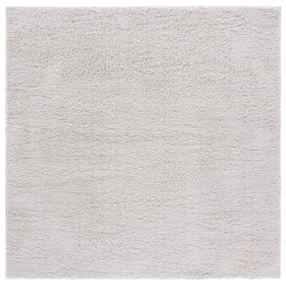 SAFAVIEH Rumi Blaire Solid Polyester Shag Area Rug, Light Gray, 6'7" x 6'7" Square
