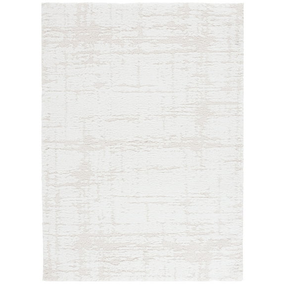 SAFAVIEH Rumi Crispian Solid Polyester Shag Area Rug, Ivory/Light Beige, 8' x 10'