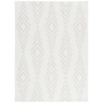 SAFAVIEH Rumi Elsie Geometric Polyester Shag Area Rug, Ivory/Light Beige, 8' x 10'