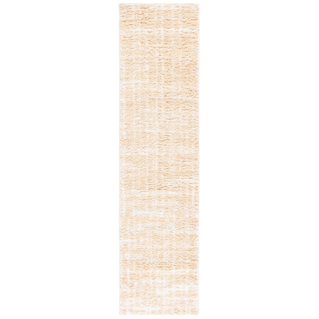 SAFAVIEH Rumi Gerald Distressed Polyester Shag Runner Rug, Gold/Ivory ...