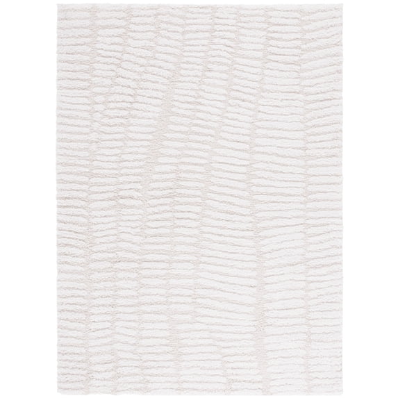 SAFAVIEH Rumi Janie Abstract Polyester Shag Area Rug, Ivory/Light Beige, 4' x 6'
