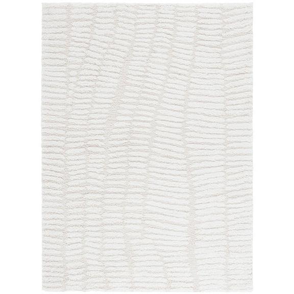 SAFAVIEH Rumi Janie Abstract Polyester Shag Area Rug, Ivory/Light Beige, 8' x 10'