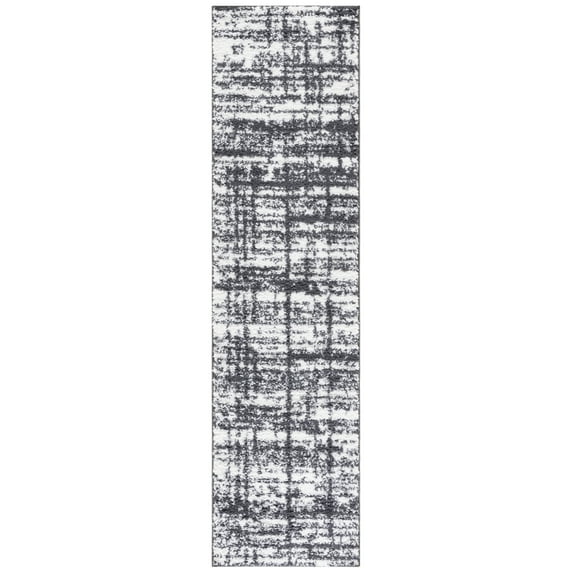SAFAVIEH Rumi Selma Distressed Polyester Shag Runner Rug, Charcoal/Ivory, 2'2" x 8'