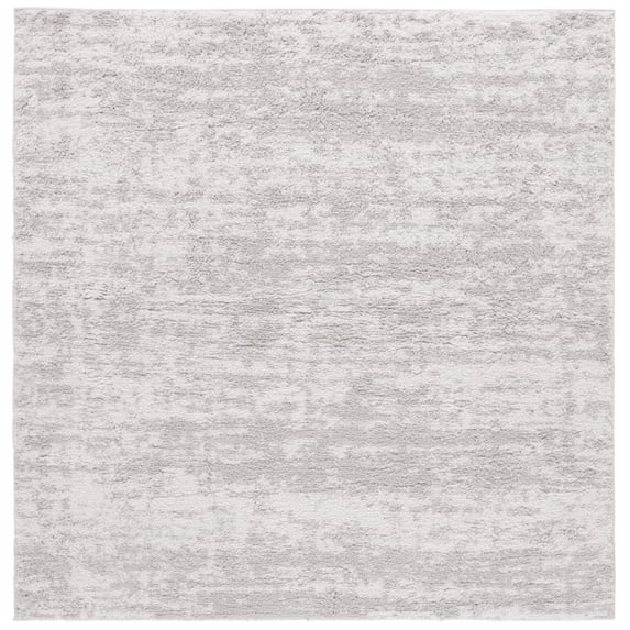 SAFAVIEH Rumi Serenity Abstract Polyester Shag Area Rug, Gray/Ivory, 6'7" x 6'7" Square