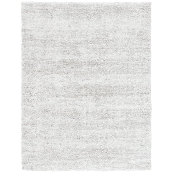SAFAVIEH Rumi Serenity Distressed Polyester Shag Area Rug, Gray/Ivory, 5'3" x 7'6"