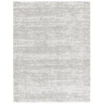 SAFAVIEH Rumi Serenity Distressed Polyester Shag Area Rug, Gray/Ivory, 8' x 10'