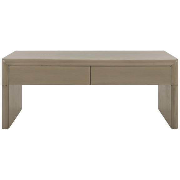 SAFAVIEH Rune Contemporary Coffee Table with Drawers, Sandy Grey (47.2 in. W x 23.6 in. D x 19.7 in. H)