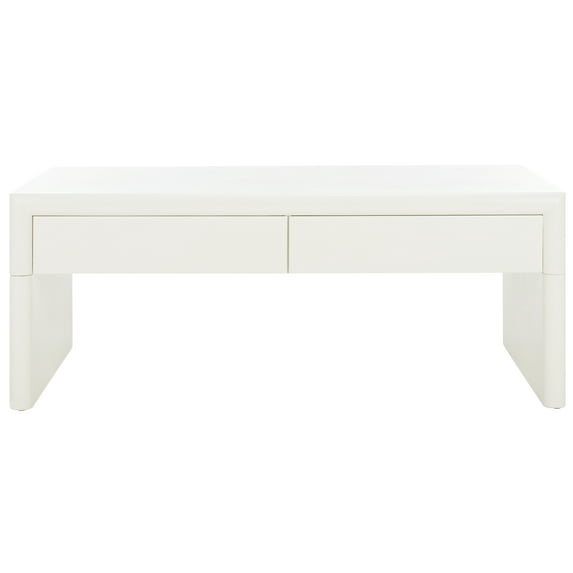 SAFAVIEH Rune Modern Wood Coffee Table with Drawers, Ivory