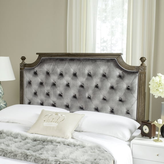 SAFAVIEH Rustic Wood Tufted Upholstered Headboard, Full, Grey