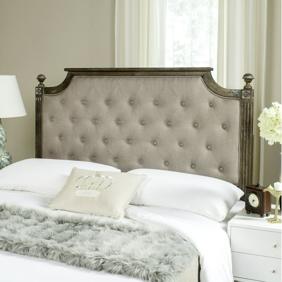 SAFAVIEH Rustic Wood Tufted Upholstered Headboard, Full, Taupe