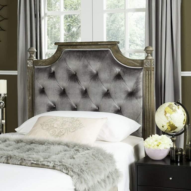 SAFAVIEH Rustic Wood Tufted Upholstered Headboard Twin Grey