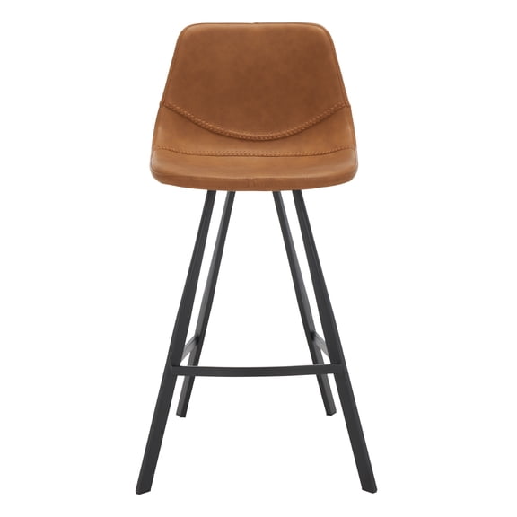 SAFAVIEH Ryanne Bucket Mid Back Counter Stool, Cognac/Black
