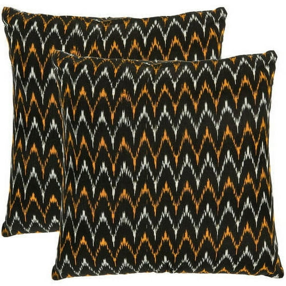 SAFAVIEH Ryder Chevron Striped Pillow, 18" x 18", Black, Set of 2