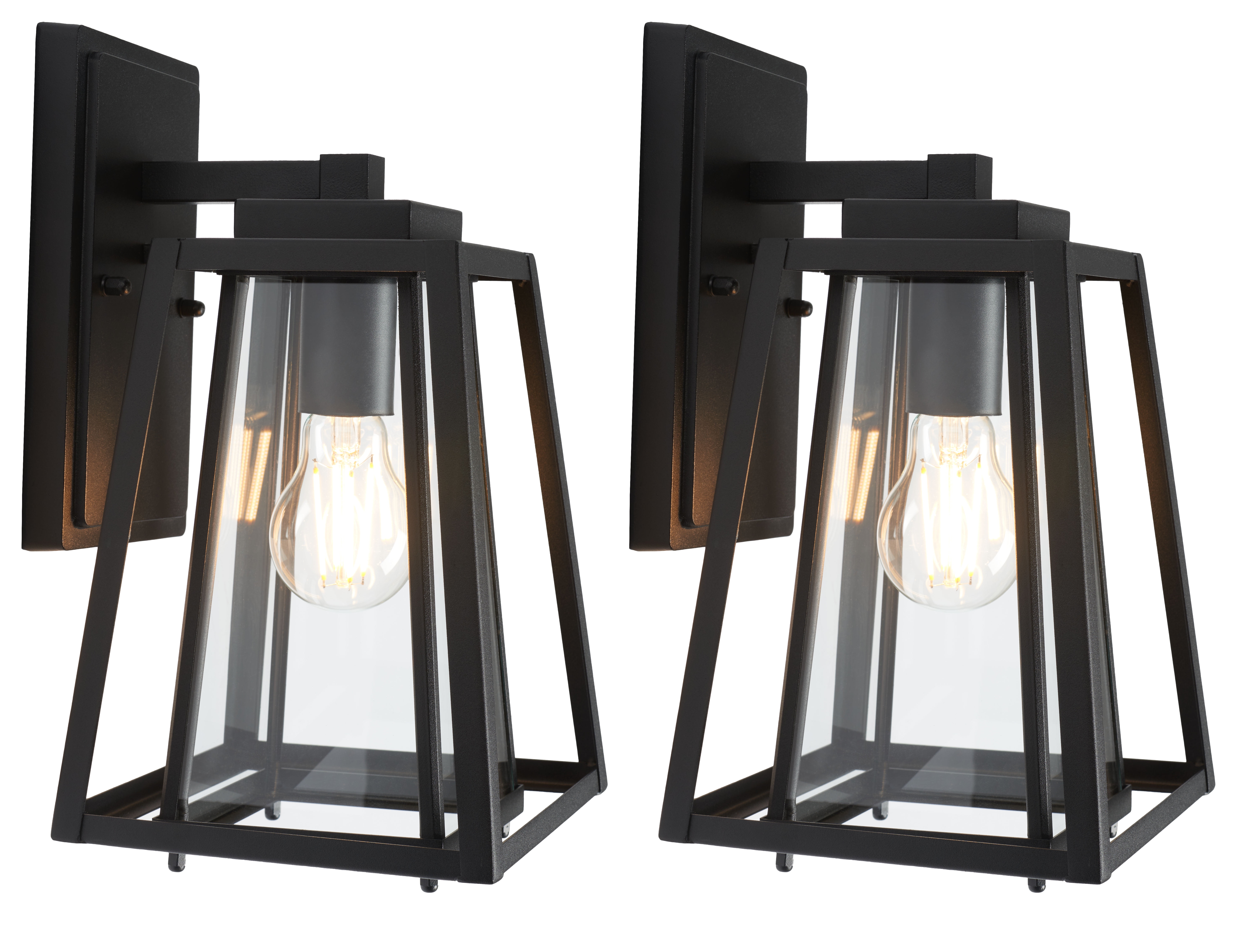 Rydler Black Trapezoid Outdoor Wall Sconce Set of 2