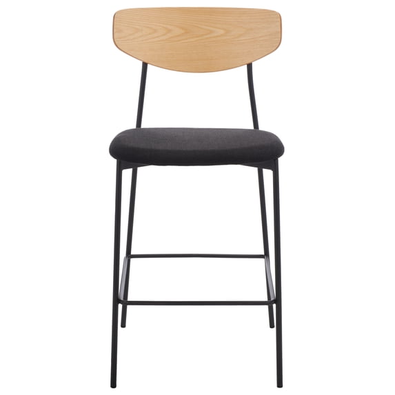 SAFAVIEH Ryker Scandinavian Counter Stool, Oak/Black (20.3 in. W x 20 in. D x 39 in. H)
