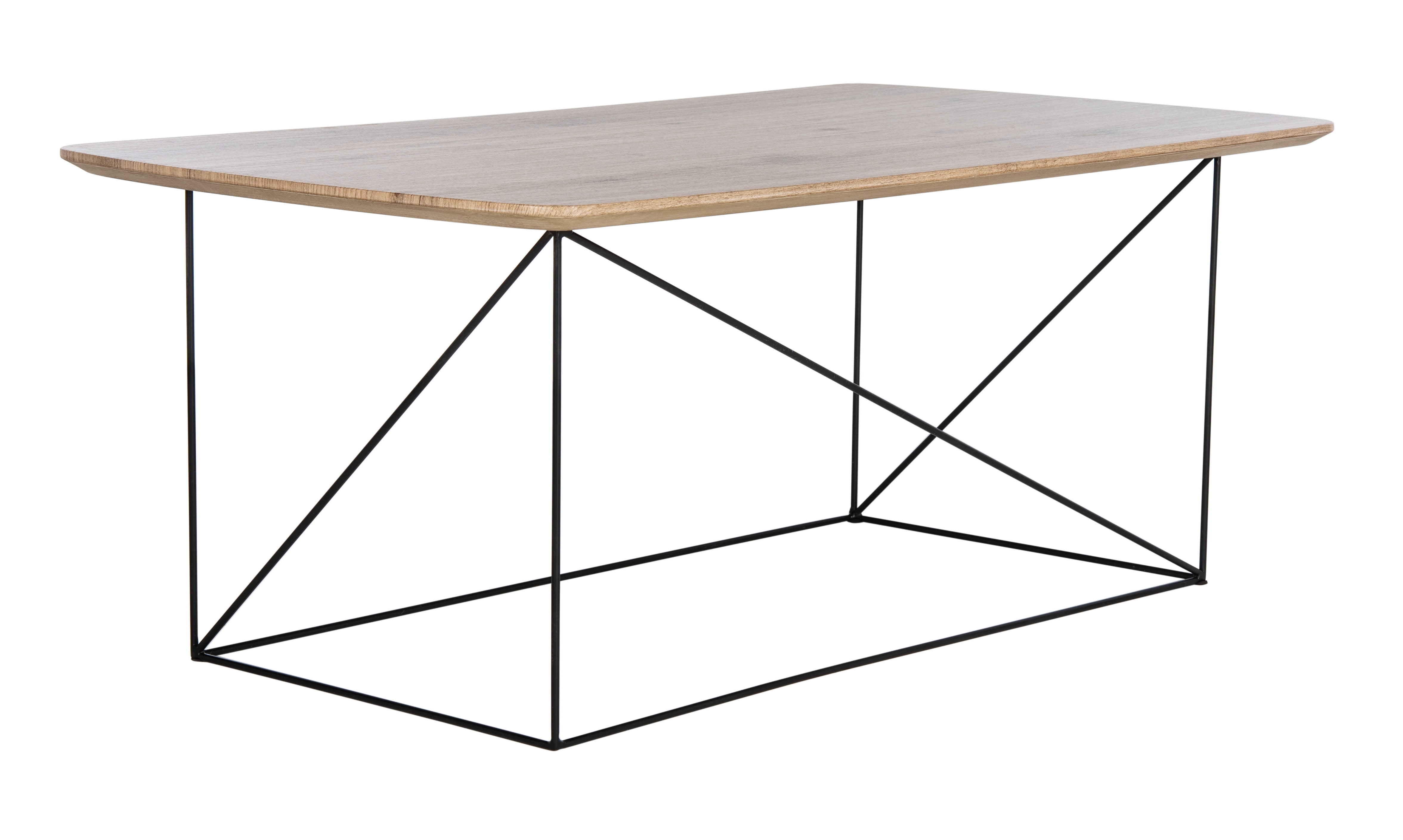 Transitional Taupe and Black Rectangular Coffee Table with Iron Legs