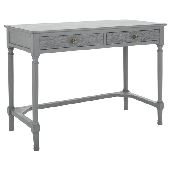 SAFAVIEH Ryleigh Solid Retro 2 Drawer Writing Desk, Distressed Grey