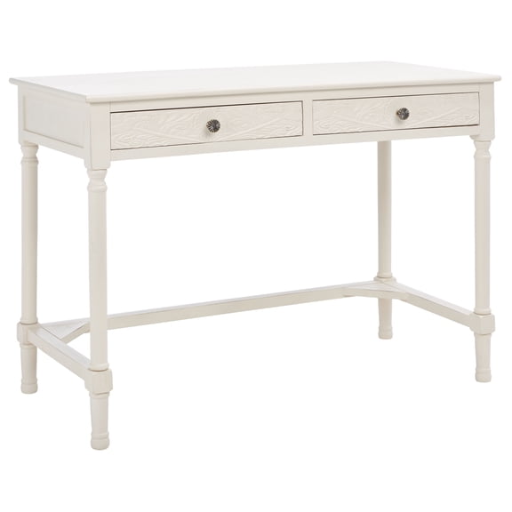 SAFAVIEH Ryleigh Solid Retro 2 Drawer Writing Desk, Distressed White
