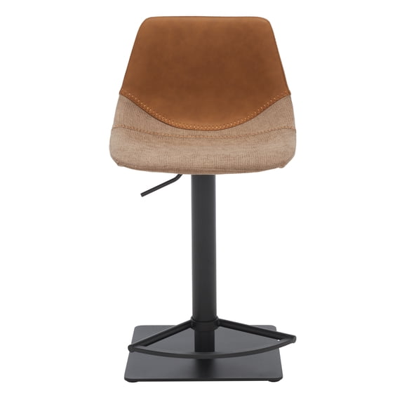SAFAVIEH Rylen Gas Lift 42" Tufted Bar Stool, Cognac/Black