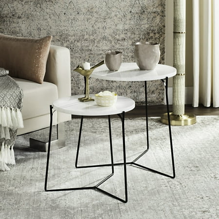 SAFAVIEH Ryne Retro Mid-Century Lacquer Stacking End Table White