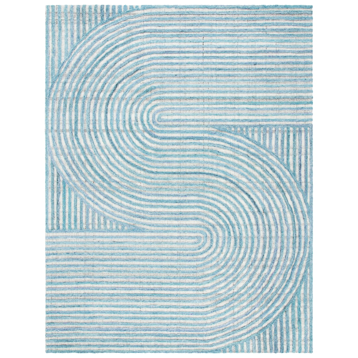 Handmade Blue Wool and Synthetic Tufted 8' x 10' Area Rug