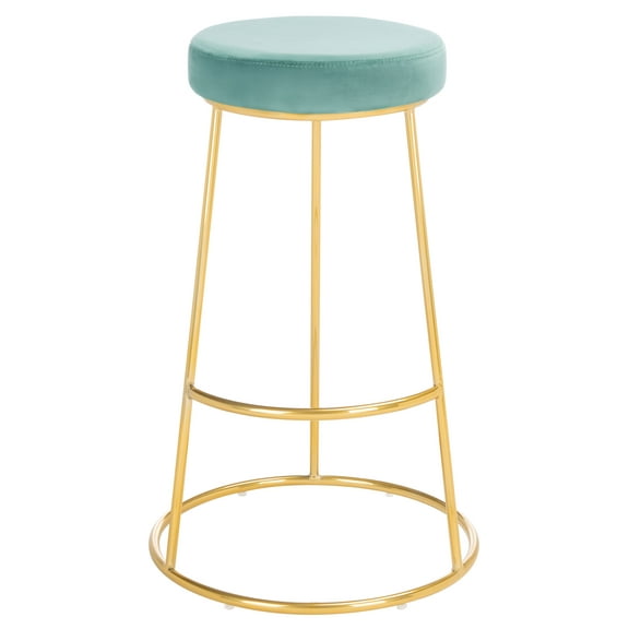 SAFAVIEH Sabina Round Backless Bar Stool, Seafoam/Gold