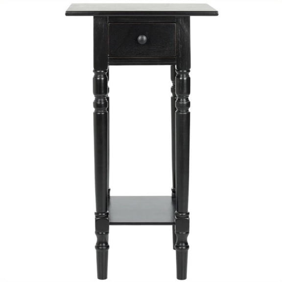 SAFAVIEH Sabrina Solid Casual End Table With Storage Drawer, Distressed Black