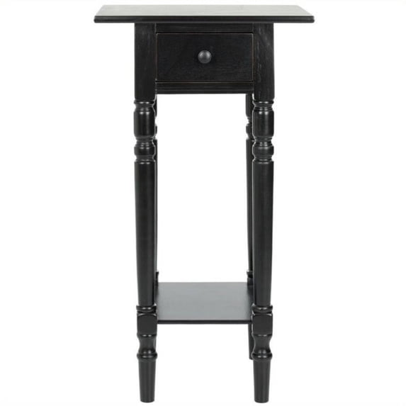 SAFAVIEH Sabrina Solid Casual End Table With Storage Drawer, Distressed Black
