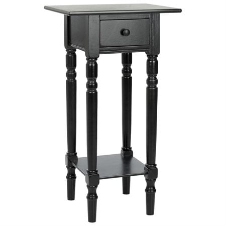 Transitional Gray Pine Wood Rectangular End Table with Storage
