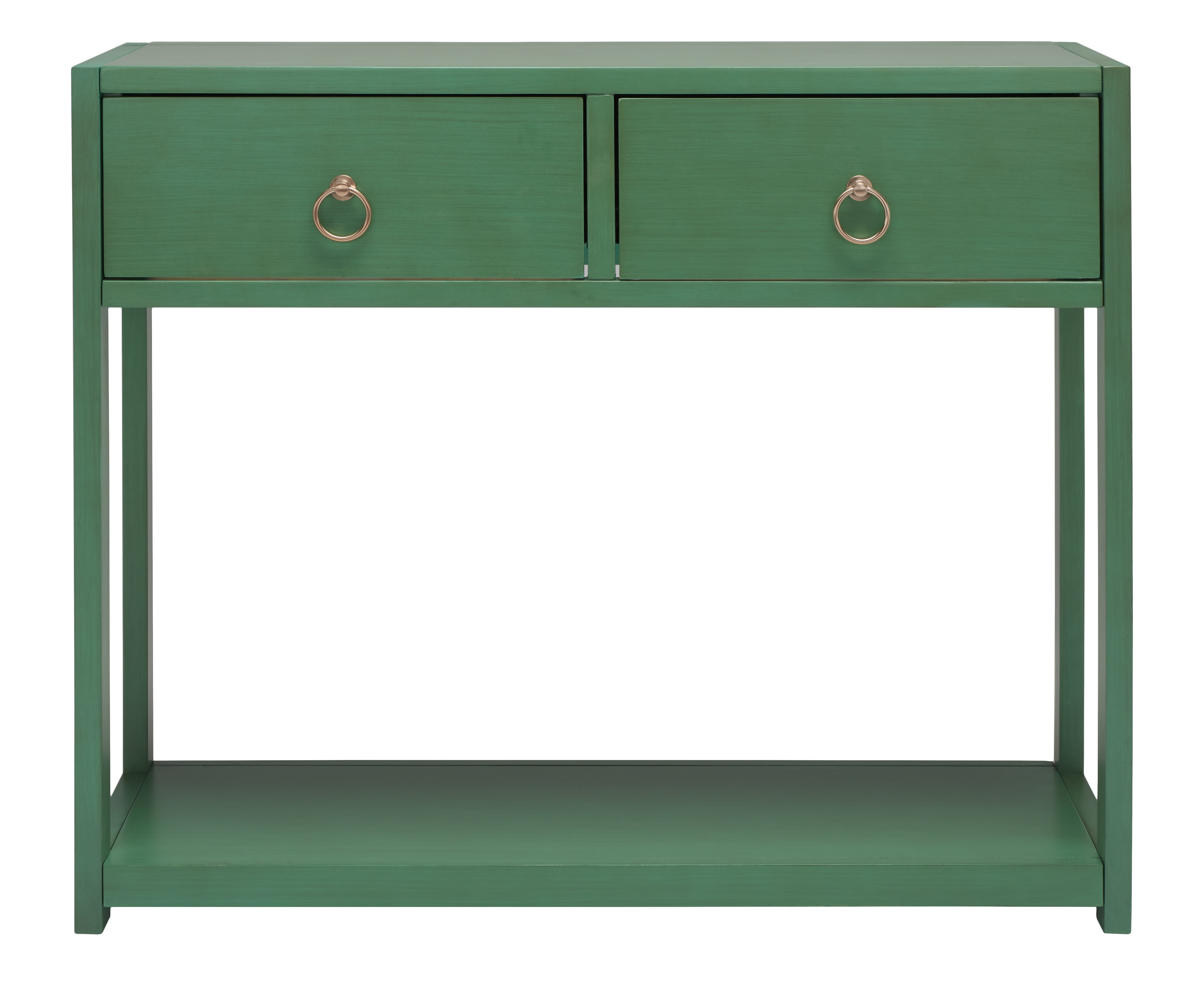 Sadie Turquoise Iron and Wood Console Table with Storage