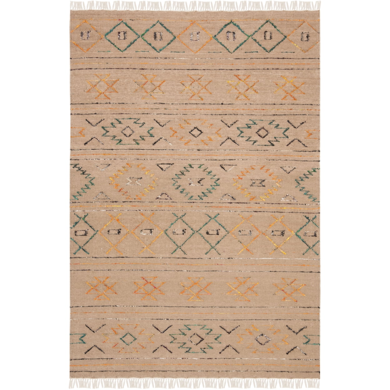Safari Multi-Color Hand-Knotted Wool Cotton Silk 4' x 6' Area Rug