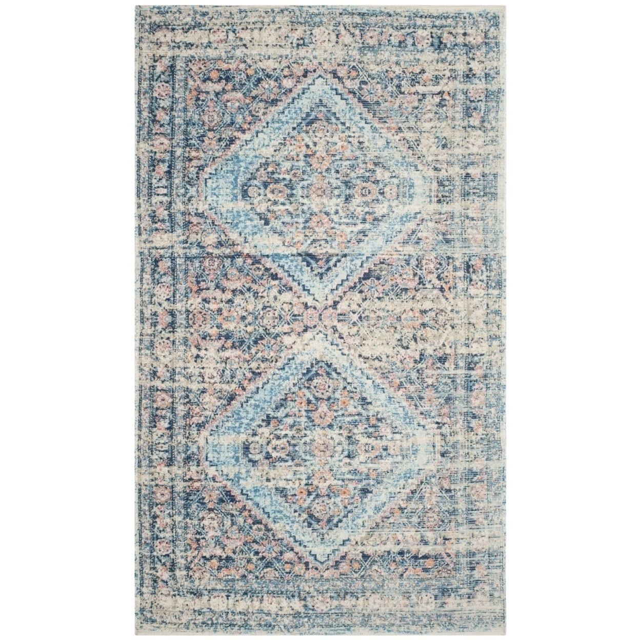 Saffron Blue Turquoise Hand Loomed Cotton Area Rug