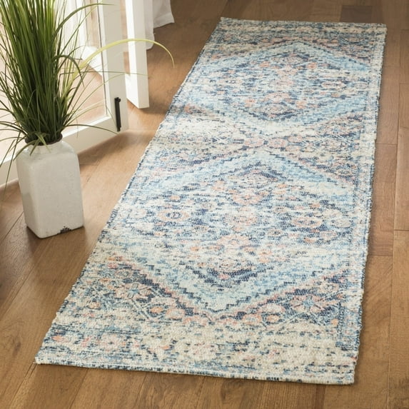 SAFAVIEH Saffron Ariana Vintage Cotton Runner Rug, Blue/Turquoise, 2'3" x 8'