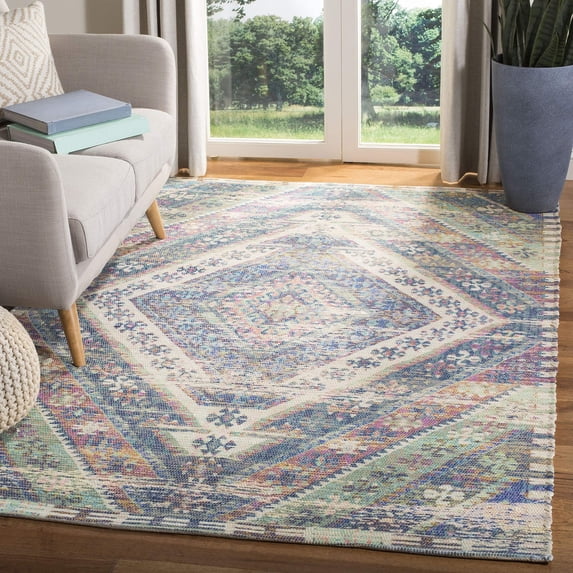 SAFAVIEH Saffron Brittania Geometric Area Rug, Royal Blue/Fuchsia, 9' x 12'