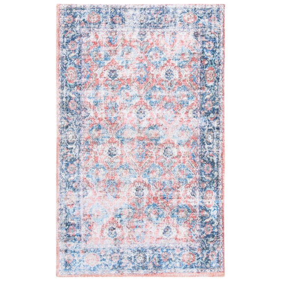 SAFAVIEH Saffron Bronagh Distressed Oriental Area Rug, Rust/Blue, 3' x 5'