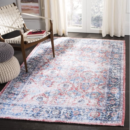 SAFAVIEH Saffron Bronagh Distressed Oriental Area Rug, Rust/Blue, 5' x 8'