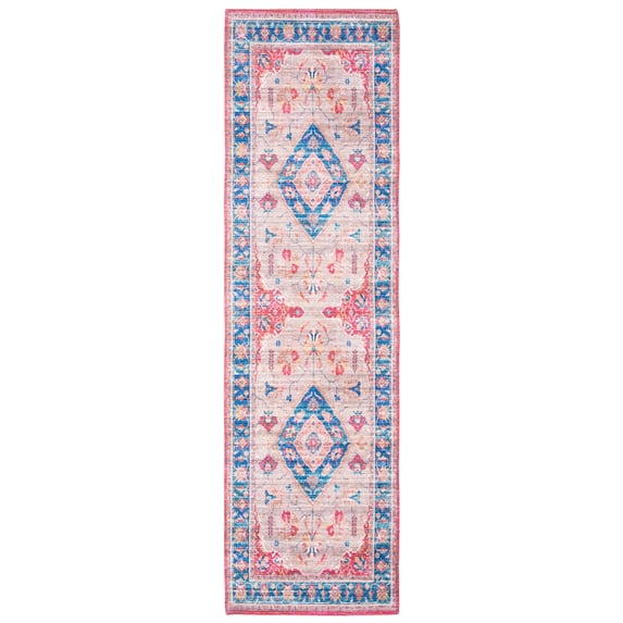 SAFAVIEH Saffron Cara Floral Bordered Runner Rug, Rust/Ivory, 2'3" x 8'
