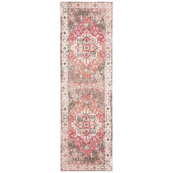 SAFAVIEH Saffron Claire Distressed Oriental Runner Rug, Beige/Red, 2'3" x 8'