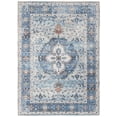 thumbnail image 1 of SAFAVIEH Saffron Collection 3' x 5' Blue/Ivory SFN203M Handmade Boho Chic Distressed Chenille Area Rug, 1 of 6